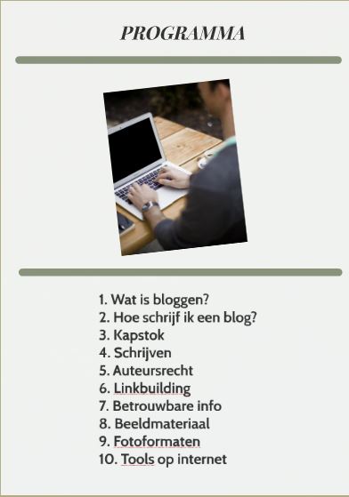 Programma Workshop Zakelijk Bloggen