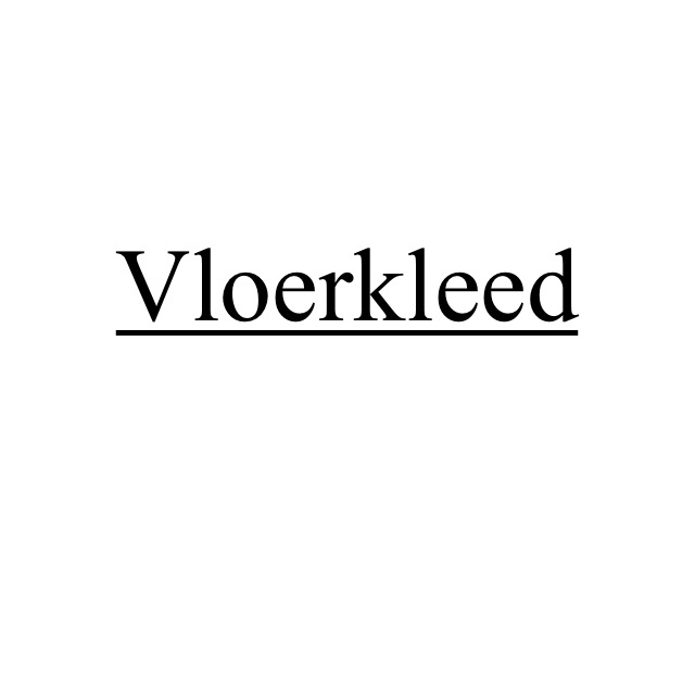 'Vloerkleed' in een neutraal lettertype op een witte achtergrond