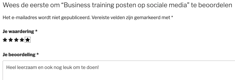 Voorbeeld van beoordeling van een product in WooCommerce
