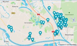 Tientallen webwinkels alleen al in een kleine gemeente Kaart van een kleine gemeente met daarop al tientallen webwinkels.
