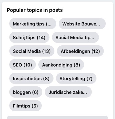 Populaire onderwerpen in besloten Facebookgroep